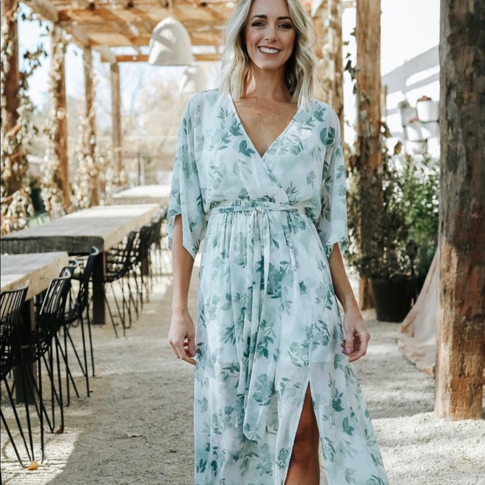 Baltic Born Kia Kimono Maxi Dress in sage floral